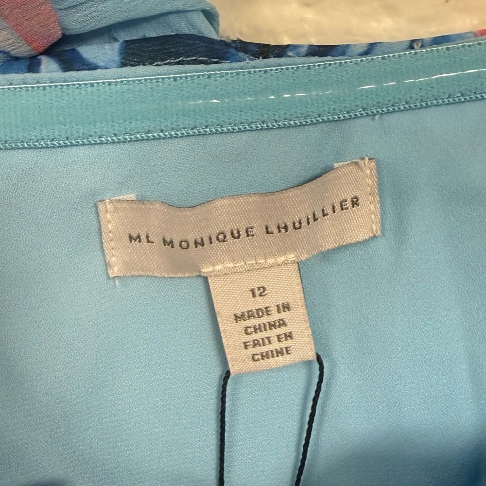 NWT Monique Lhuillier Audra Chiffon Midi Dress Size 12 - Picture 4 of 10